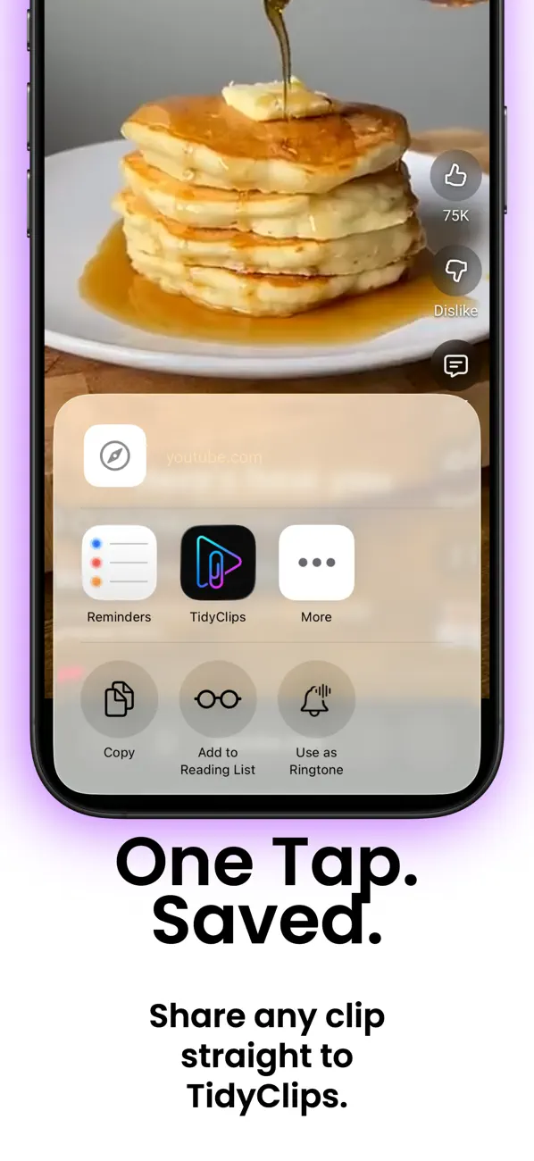 Saved clips displayed in a visual TidyClips collection